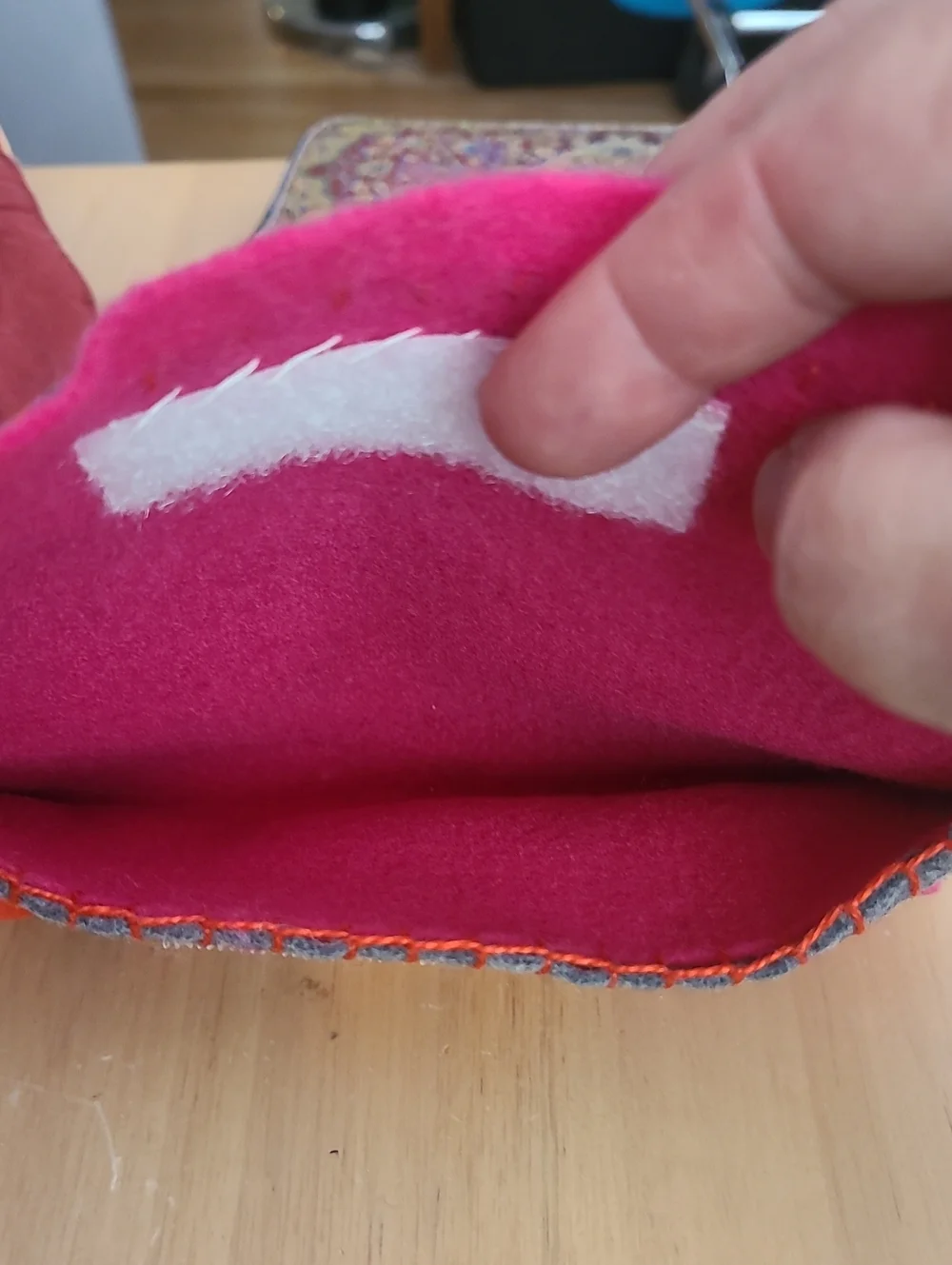 Handmade Gray Felt Clutch with Bright Flower Accents